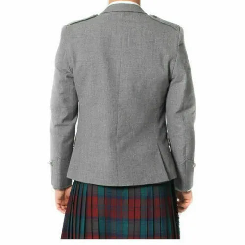 Mix WOOL Argyle kilt Jacket & Waistcoat/Vest, Scottish Argyle Jacket Dark Grey