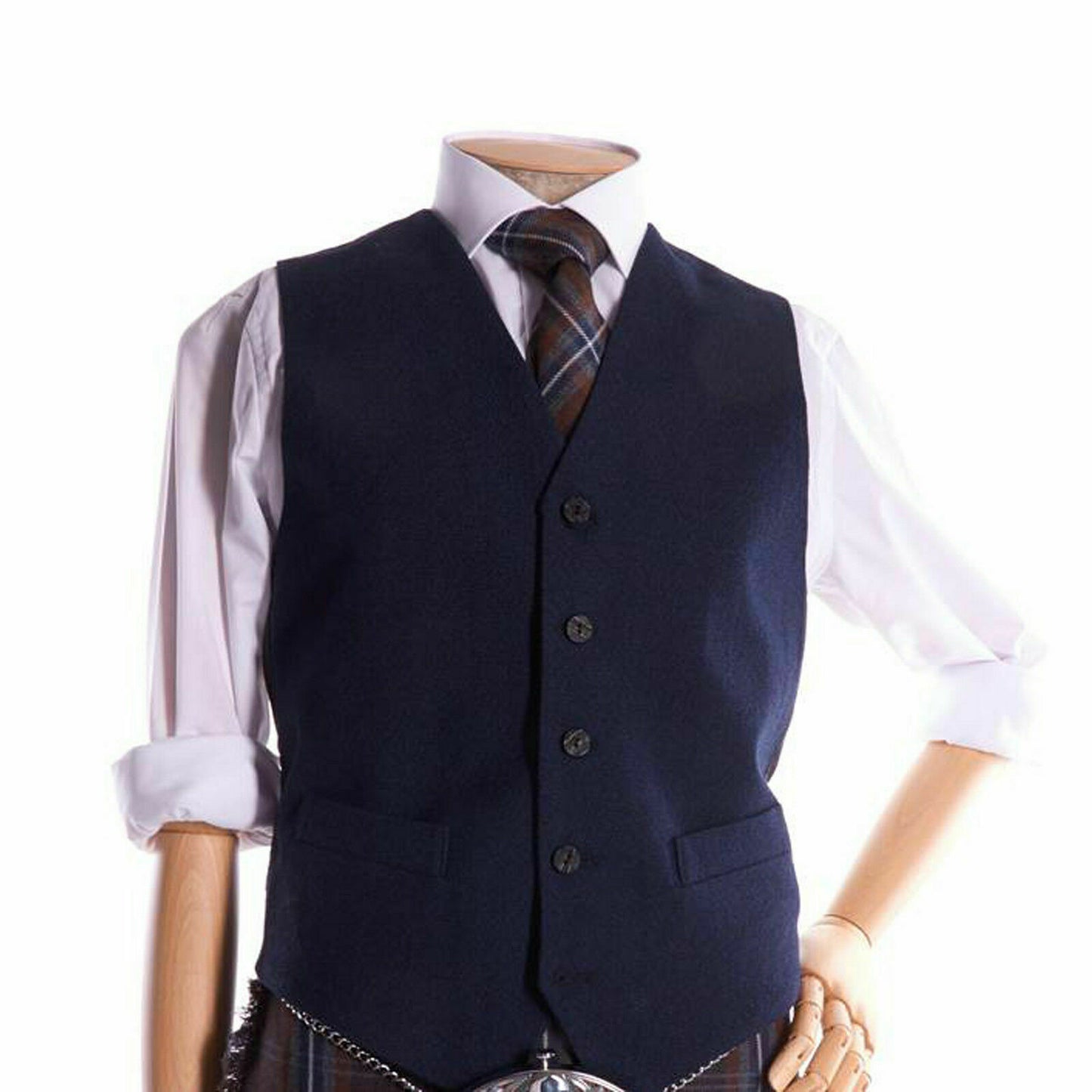 NAVY BLUE WOOL Argyle kilt Jacket & Waistcoat/Vest, Scottish Argyle Jacket