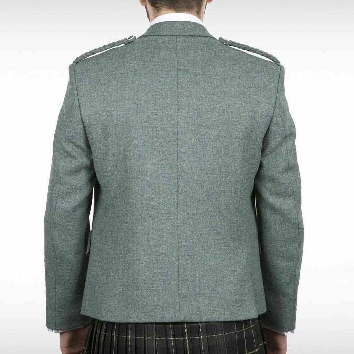 LOVAT GREEN Scottish Argyle Kilt Jacket & Vest Wool Men's Wedding Jacket