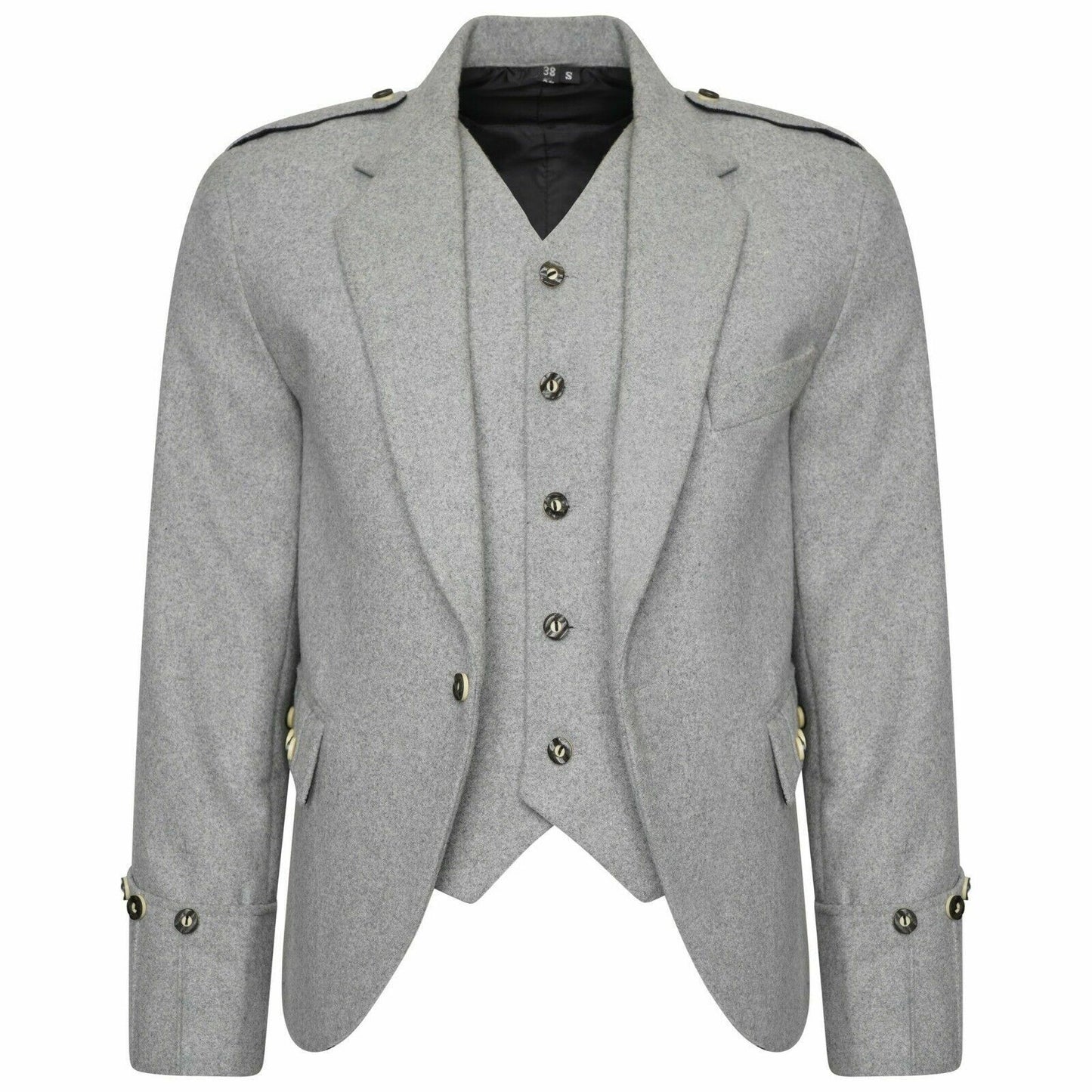 WOOL Argyle kilt Jacket & Waistcoat/Vest, Scottish Argyle Jacket Light Grey