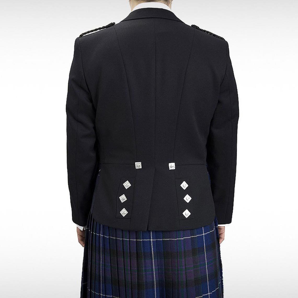 Men’s Prince Charlie Kilt Jacket & Waistcoat Black Set For Wedding