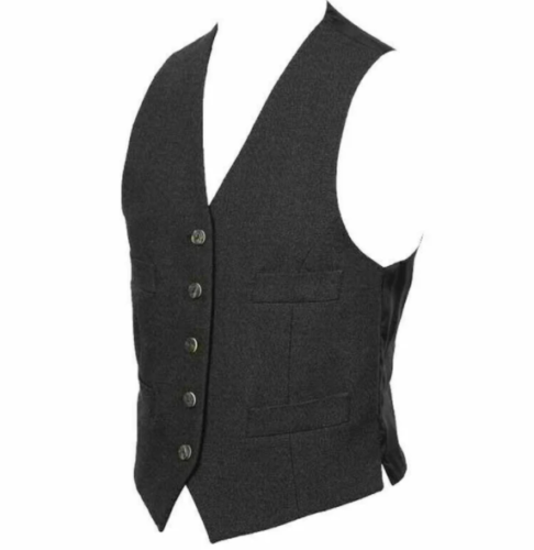 Scottish Argyle Kilt Jacket & Vest Charcoal Grey Pure Wool Men' Wedding Jacket